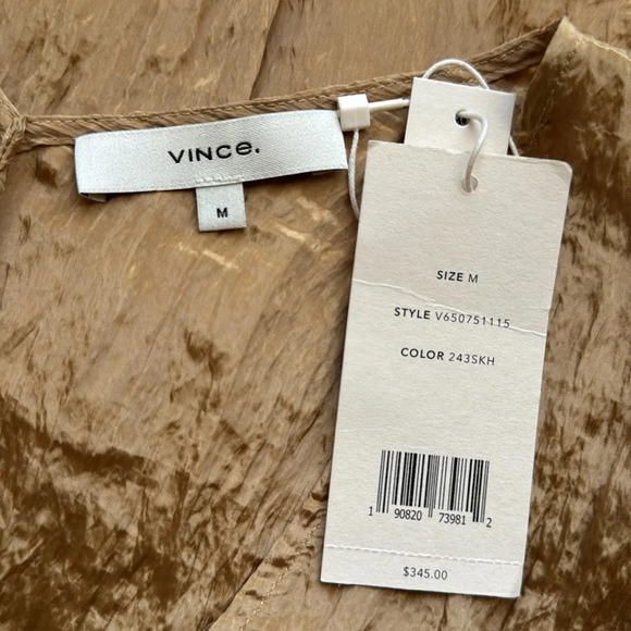 NWT Vince Sun Khaki Textured Short Sleeve Midi Dress Size Medium - Picture 11 of 13